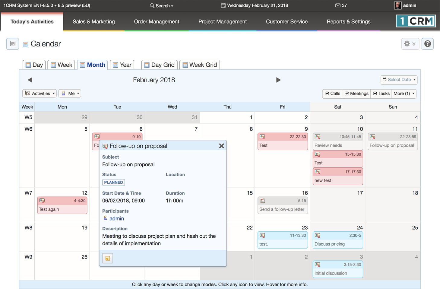 1CRM-Calendar