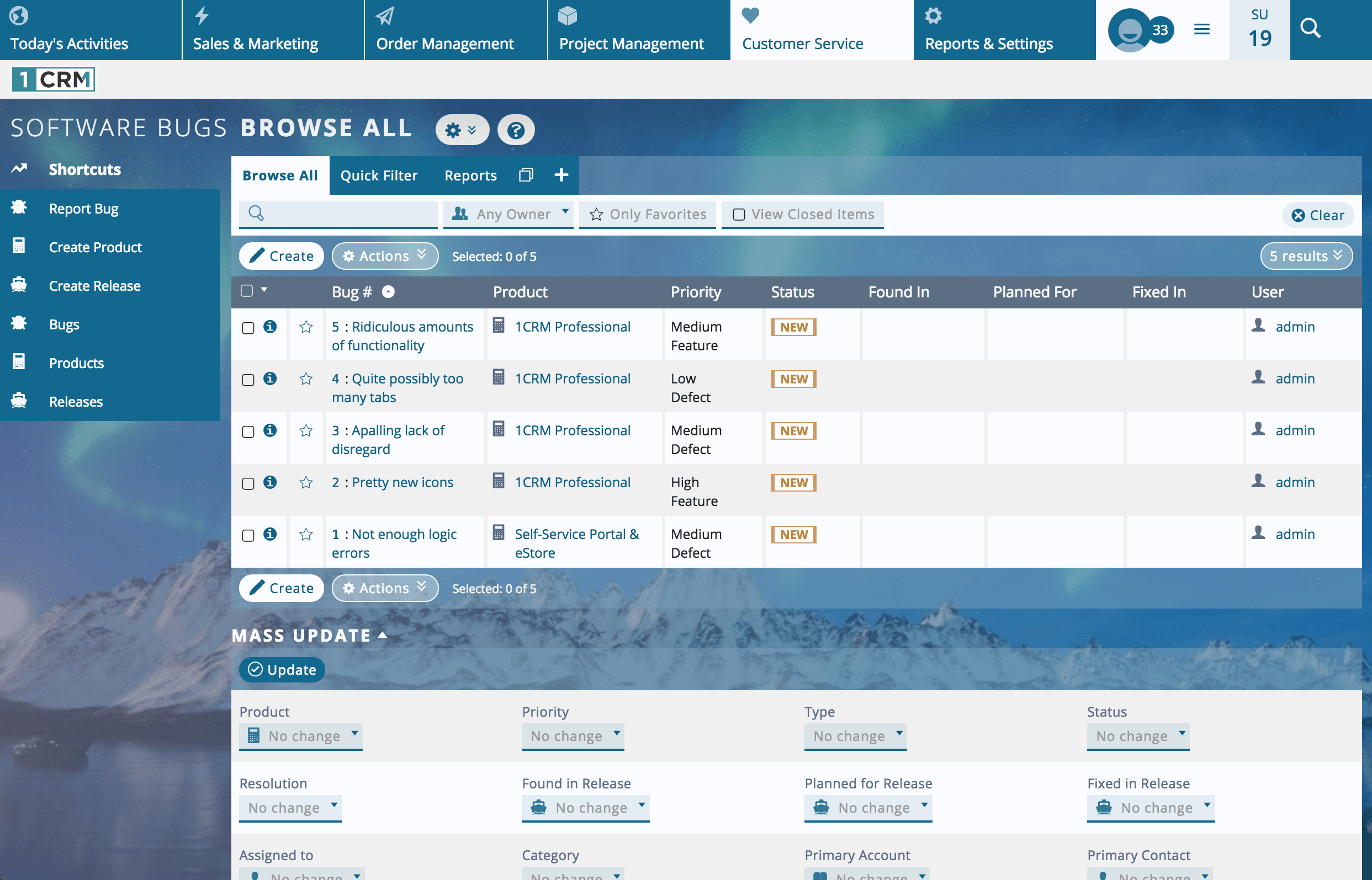 1CRM-Software-Bugs-Module