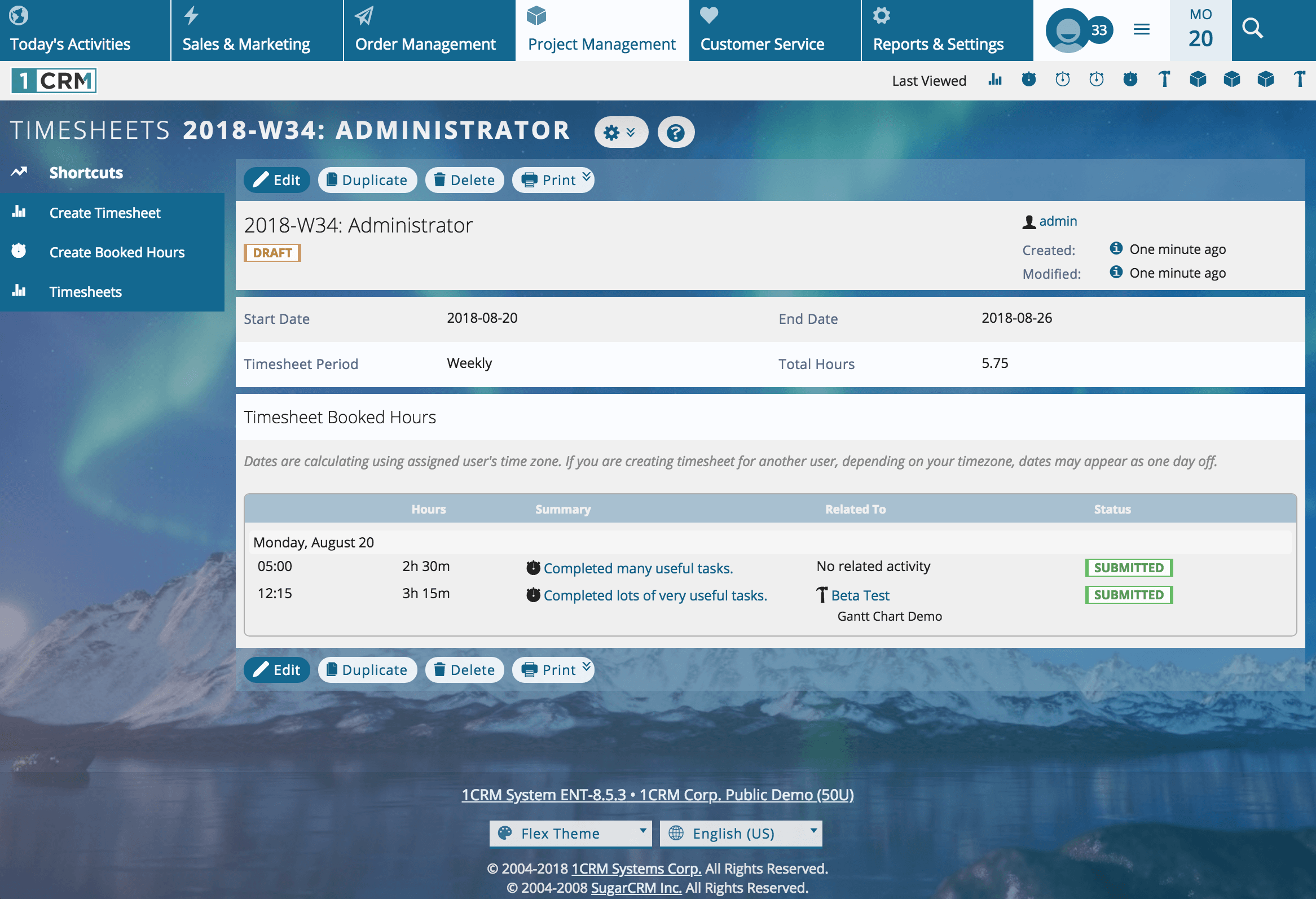 1CRM-Timesheets