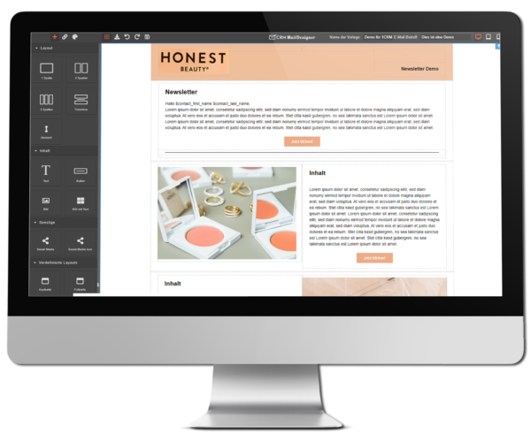 crm maildesigner drag drop editor