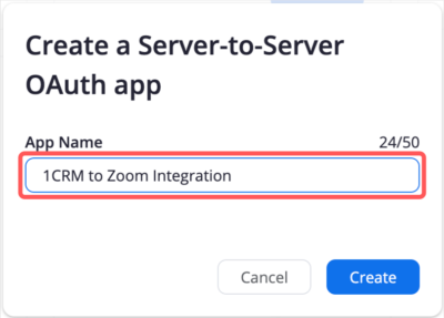 App Name to 1CRM to Zoom Integration,